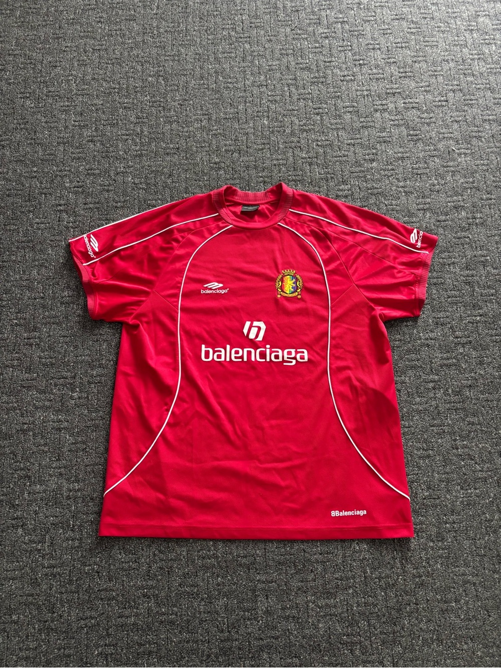Balenciaga Bright Red Short-Sleeve Logo Jersey